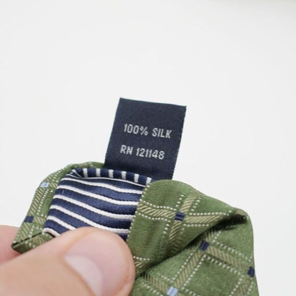 Nautica Green Woven Check Silk Tie - Picture 5 of 7